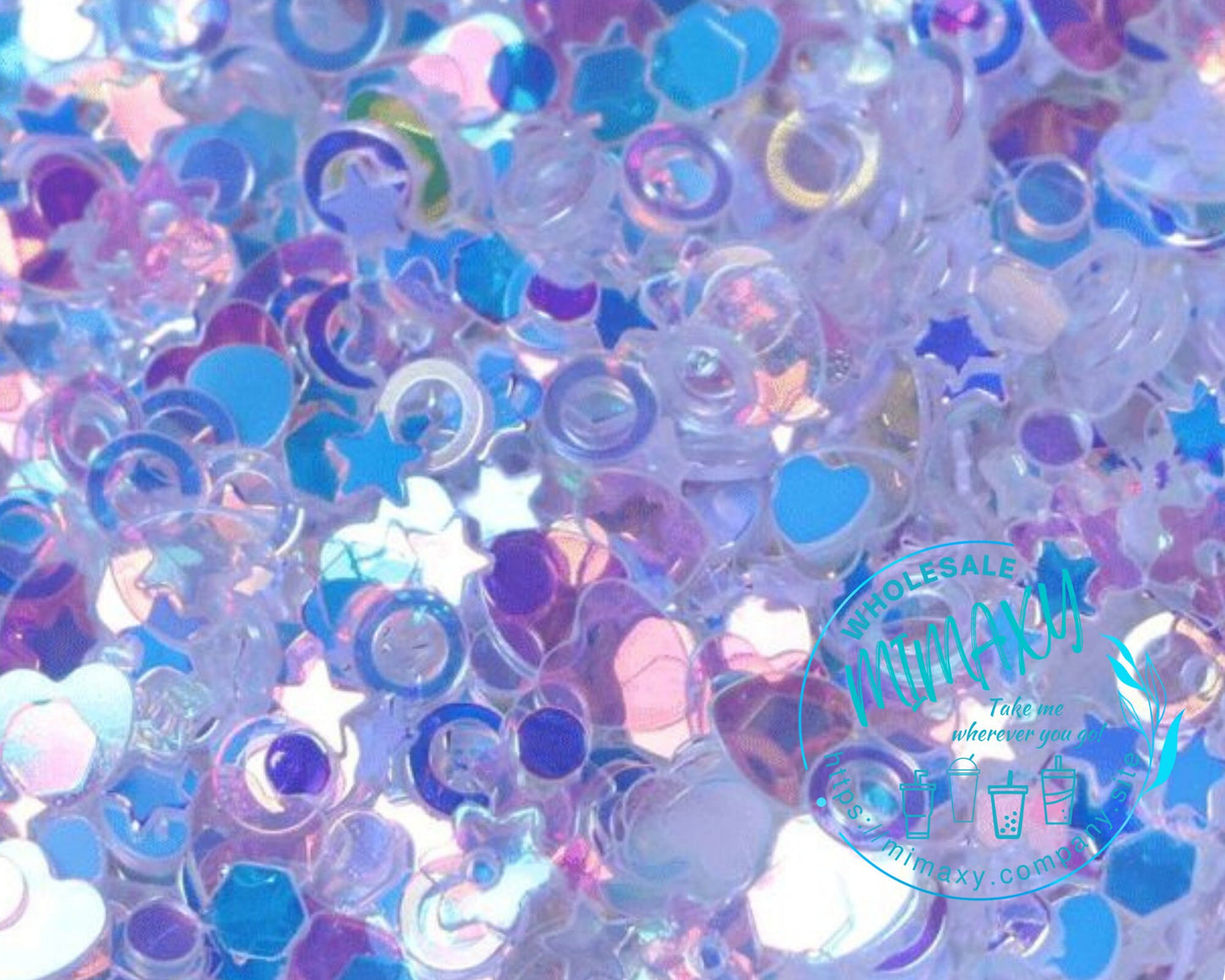 5mm. Mix Clear shapes , Round, Star, Heart, Glitter for tumblers, nail, resin art,slime, crafts,sequins, ,snow globe, diy, CLEAR SHAPES 1-4