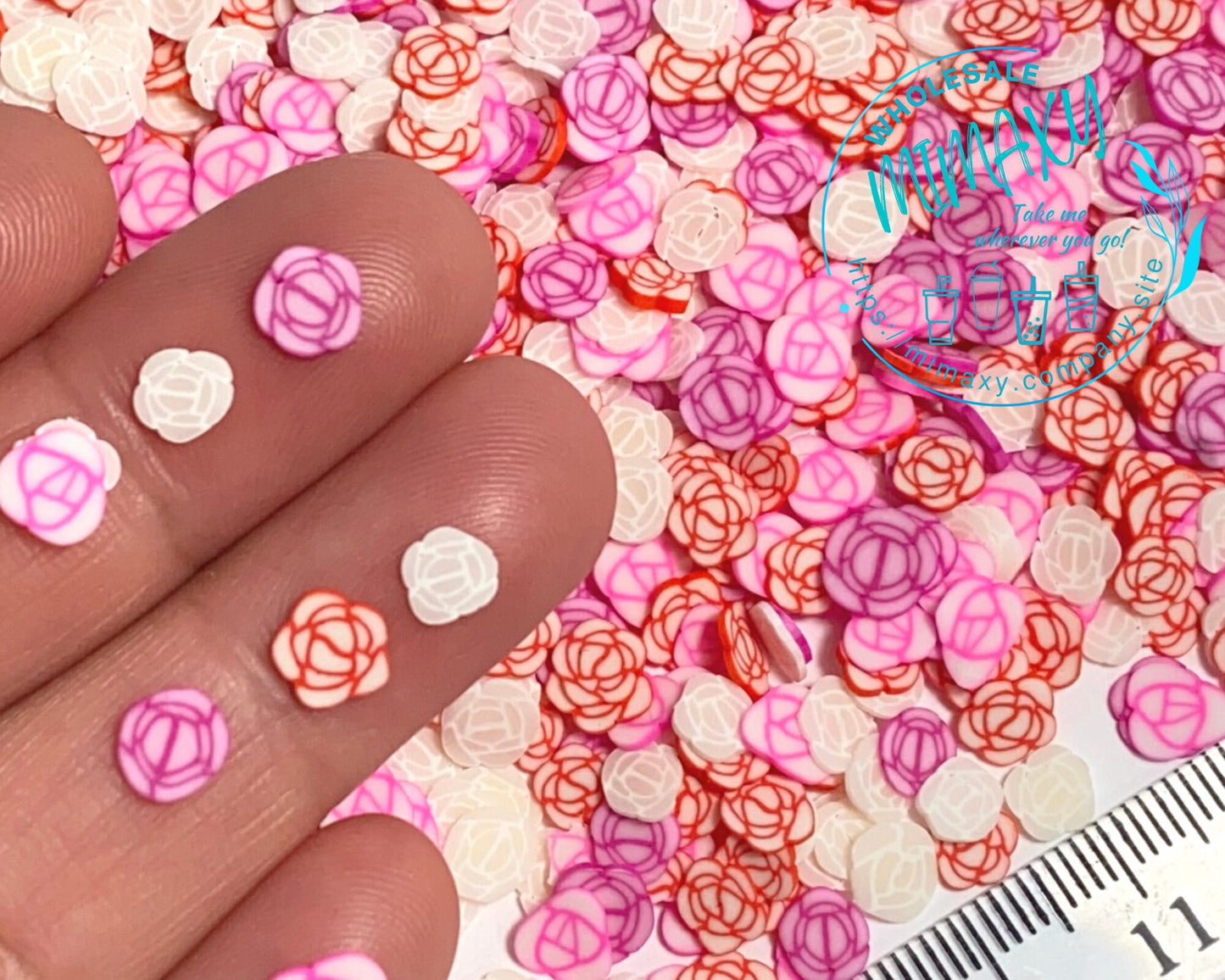 5mm MIX ROSES, Polymer Clay Slices / resin art / nail art / snow globe tumbler / crafts / supplies / Diy / Cute / FLOWERS 002