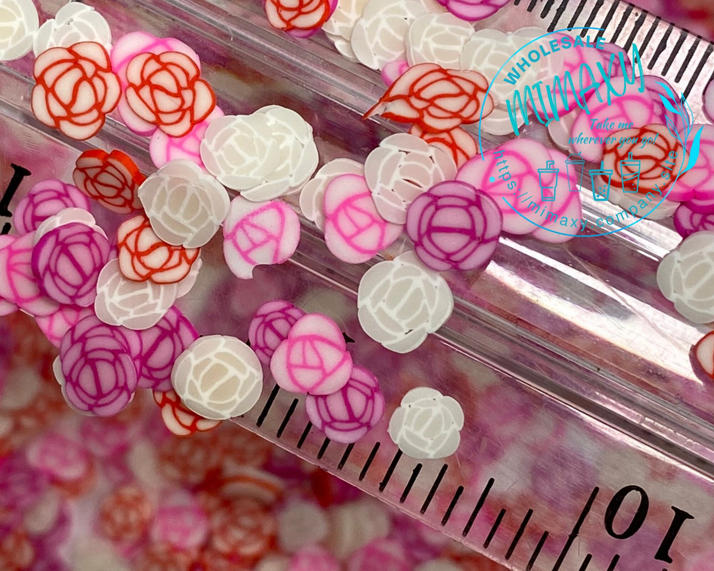 5mm MIX ROSES, Polymer Clay Slices / resin art / nail art / snow globe tumbler / crafts / supplies / Diy / Cute / FLOWERS 002