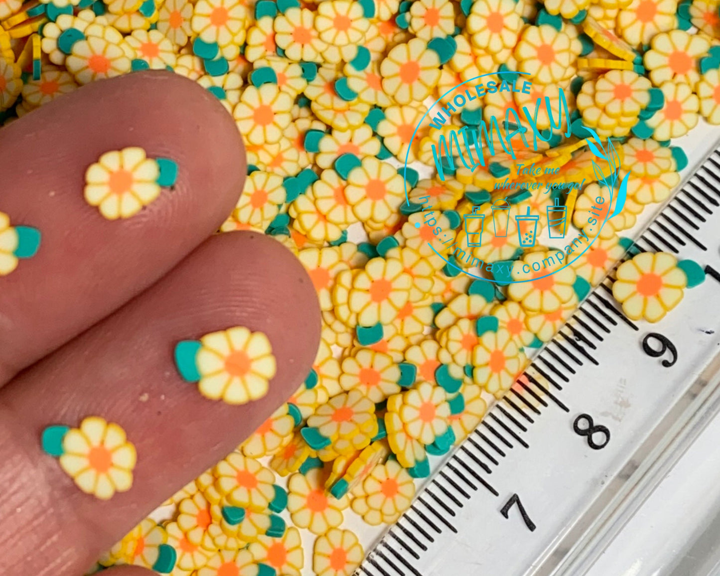 5mm YELLOW DAISY, Polymer Clay Slices / resin art / nail art / snow globe tumbler / crafts / supplies / Diy / Cute / Flower, DAISY 002