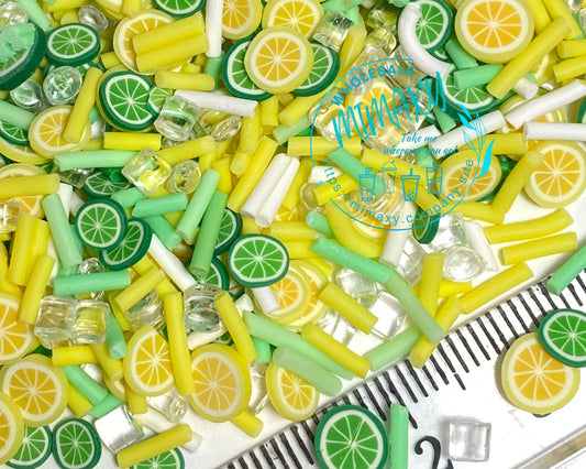 5mm LEMONADE, Polymer Clay Slices / resin art / nail art / snow globe tumbler / crafts / supplies / DIY / Cute / orange, ice, LEMON 002