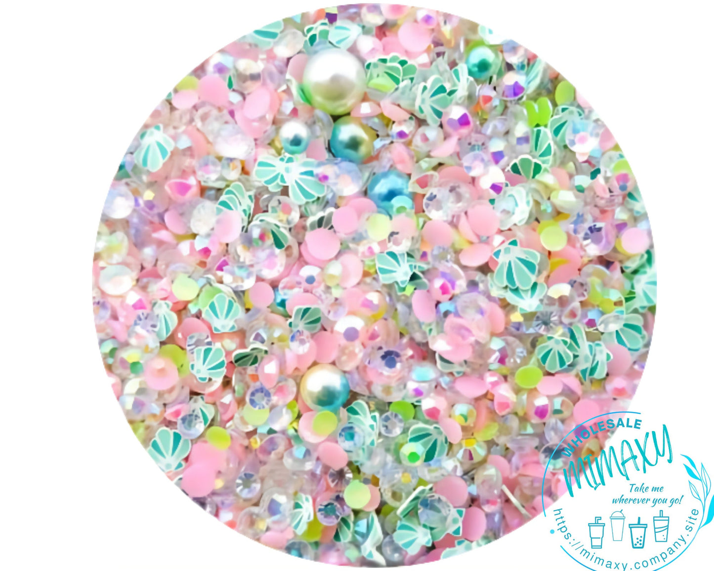 5mm Mix Sea Mermaid Rhinestones  Pearls shells Sprinkle Slime Polymer Clay Slice Slices Fake Bake Nail Art Faux Craft Ships, MERMAID  005