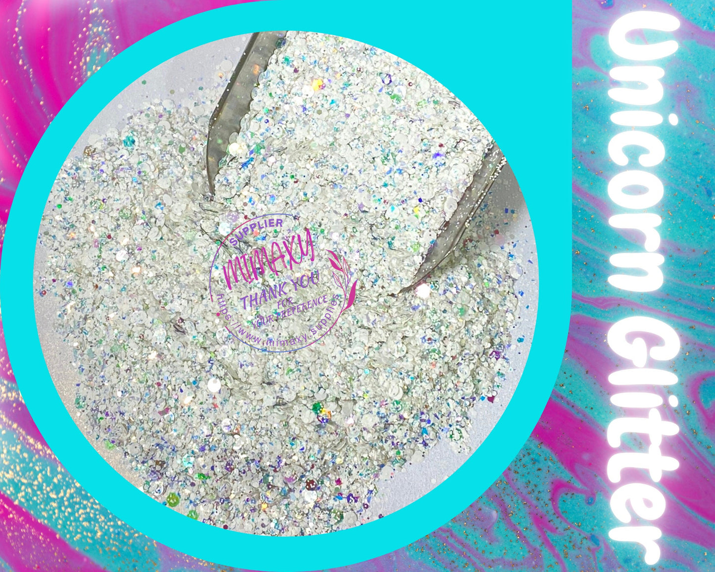 UNICORN Shaped Glitter, CHUNKY Glitter Mix, Cosmetic Glitter,Nail Art, Resin art,Snow Globe Tumbler,Craft, WHITE 004