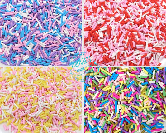 Rainbow Long Polymer Clay Fake Sprinkles / love/ Fimo, deco topping, slime, art, crafts, snow globe tumbler, Cake SPRINKLES 1-4