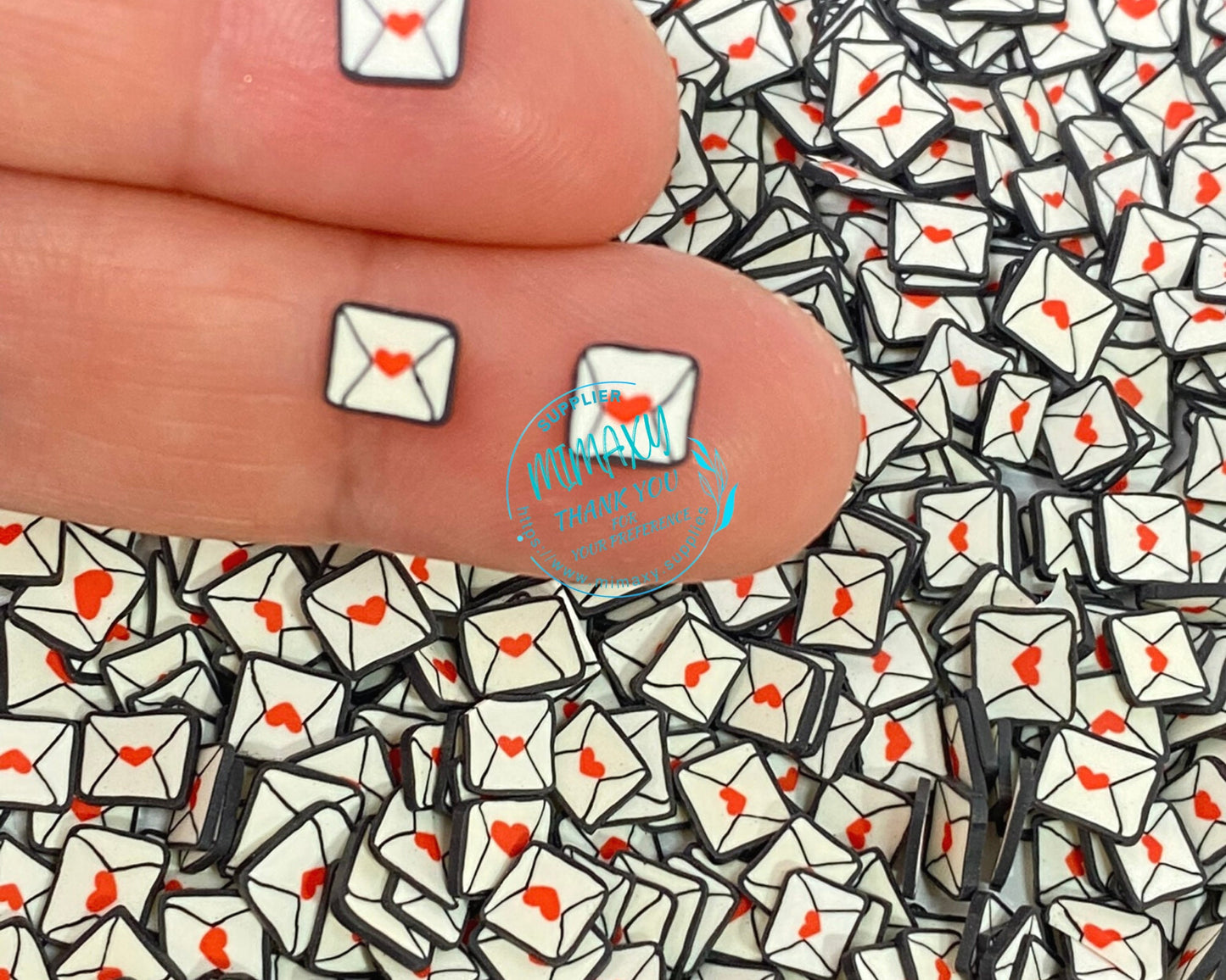 5mm ENVELOPE Heart/ mail /Fake Sprinkle/Fimo/Slice Perfect for DIY/Fake Food/Slime/Snow Globe Tumblers/Deco Topping/Fake Dessert, LOVE 012