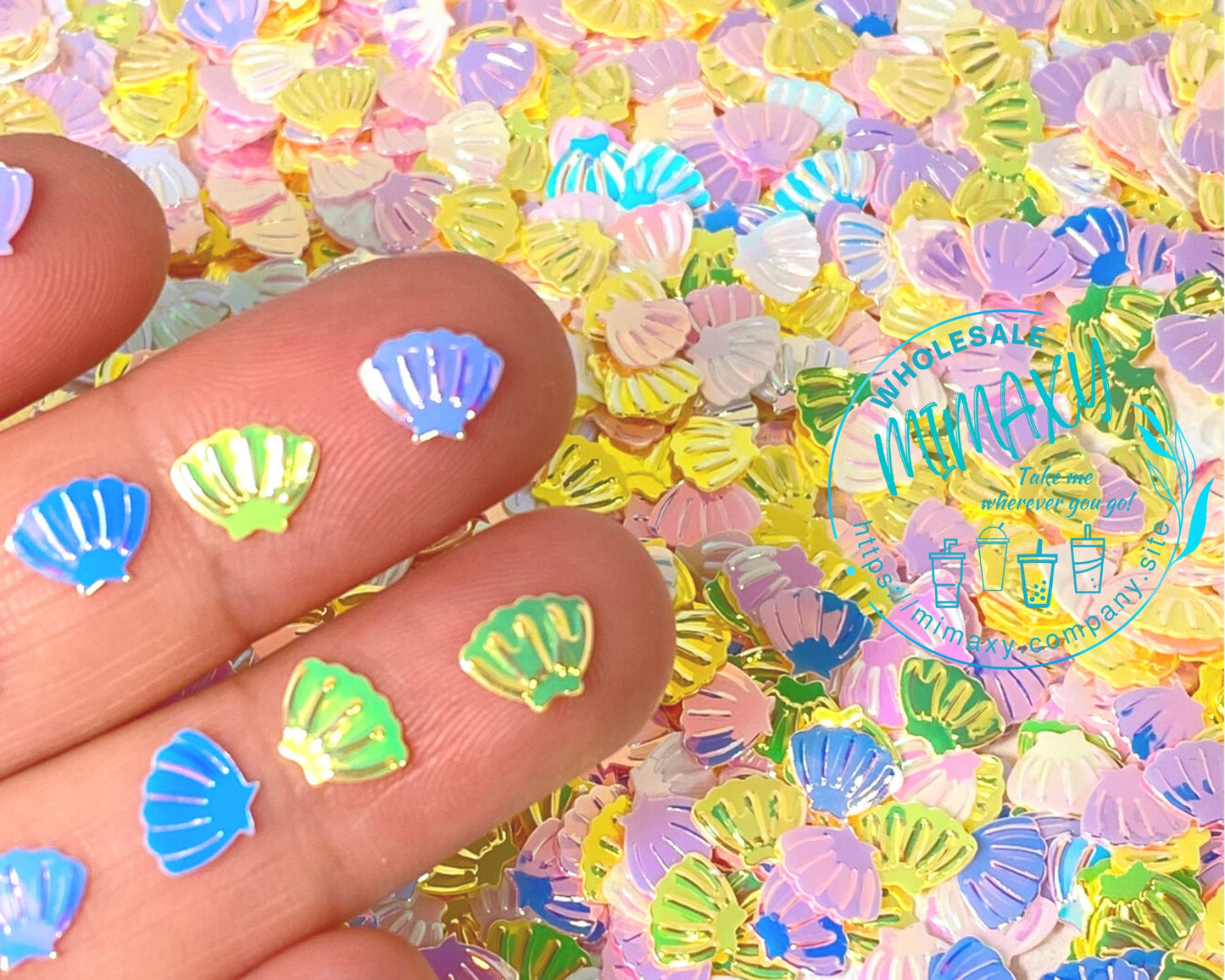 5mm Mix SHELLS Mermaid Sea Sprinkle Slime Slices Fake Bake Nail Art Faux Craft Ships, Sequins, SHELLS 003