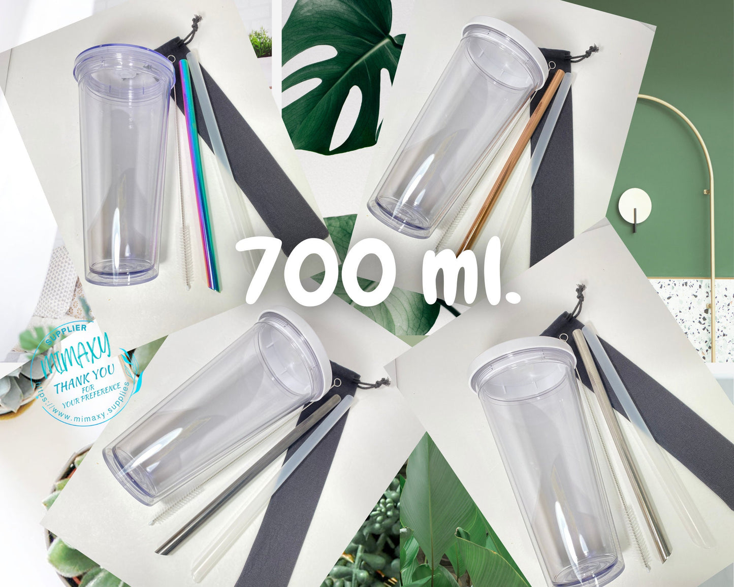 Leakproof Boba Tea Tumbler with stainless steel straw, High Quality tumbler, Perfect for Custum Creations, double wall acrylic tumbler, Diy