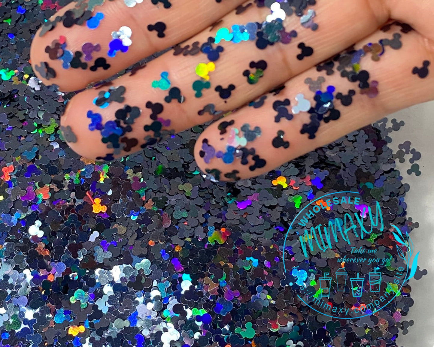 Holo Black Mouse Head, Chuny Glitter Mix, Shape Gliiter, Cosmetic, Body Paint,Nail Art, Resin art,Snow Globe Tumbler,DIY, MOUSE GLITTER 007