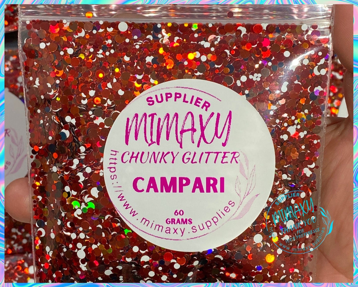 CAMPARI, CHUNKY Glitter Mix, Cosmetic Glitter,Nail Art, Resin art,Snow Globe Tumbler,Craft, Shaped Glitter, red. DOTS 004