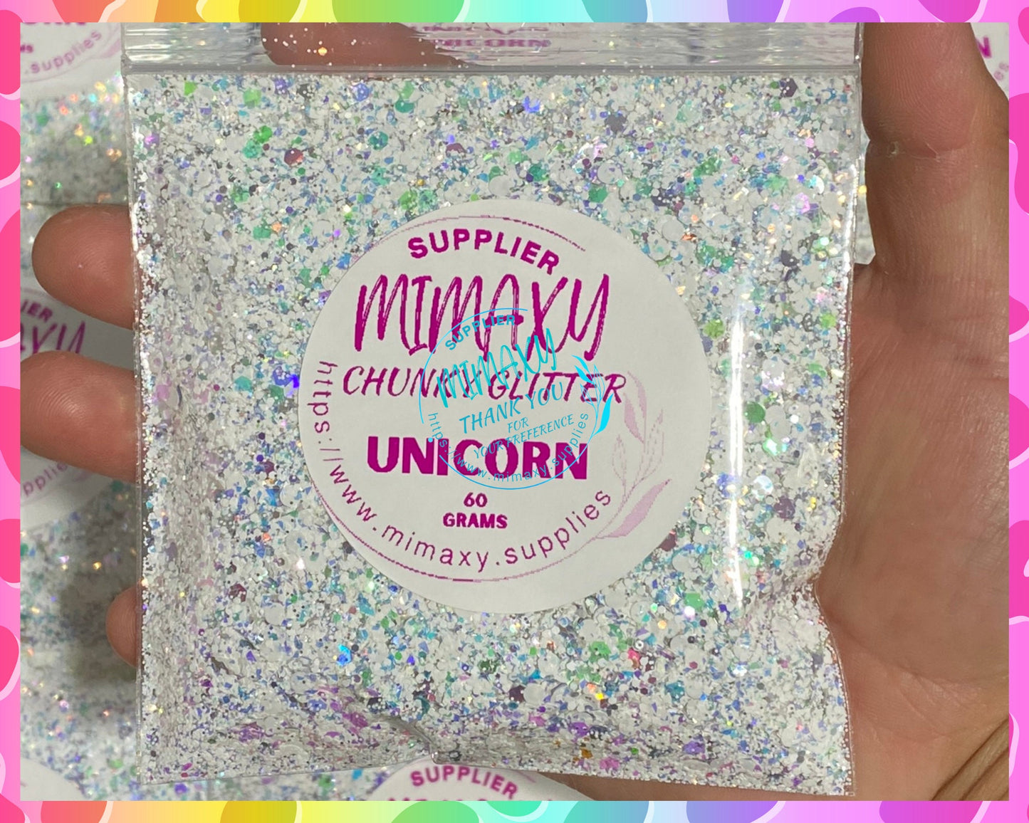 UNICORN Shaped Glitter, CHUNKY Glitter Mix, Cosmetic Glitter,Nail Art, Resin art,Snow Globe Tumbler,Craft, WHITE 004