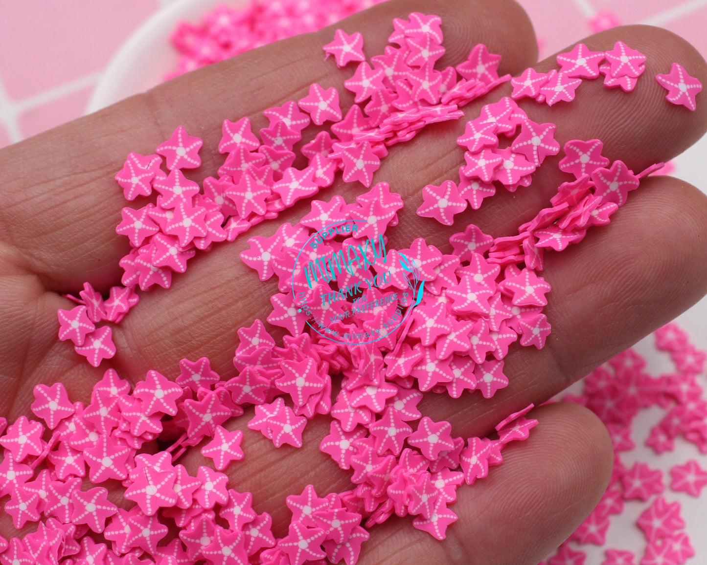 5mm Pink SEA STAR  /Fimo/Slice Perfect for Diy/Fake Food/Slime/Snow Globe Tumblers/Deco Topping/Fake Dessert, SEA 004