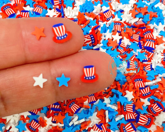 ALL AMERICAN / Hat/ star/ independence day /Fimo/Slice Perfect for Diy/Fake Food/Slime/Snow Globe Tumblers/Deco Topping/Fake/logo USA 003