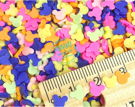 5mm Mix Mouse Head, Ears, Sprinkle, Slime, Polymer Clay Slices, Fake Bake, Nail Art, Faux Craft, Ships, barbie pink, kawaii, CARTOON MIX 006