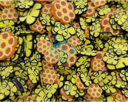 5-10mm BEE HONEY /Sprinkle, Slime, Polymer Clay Slices, Fake, Bake, Nail Art, Faux Craft Ships, honeycomb, bumblebee, BEE 003