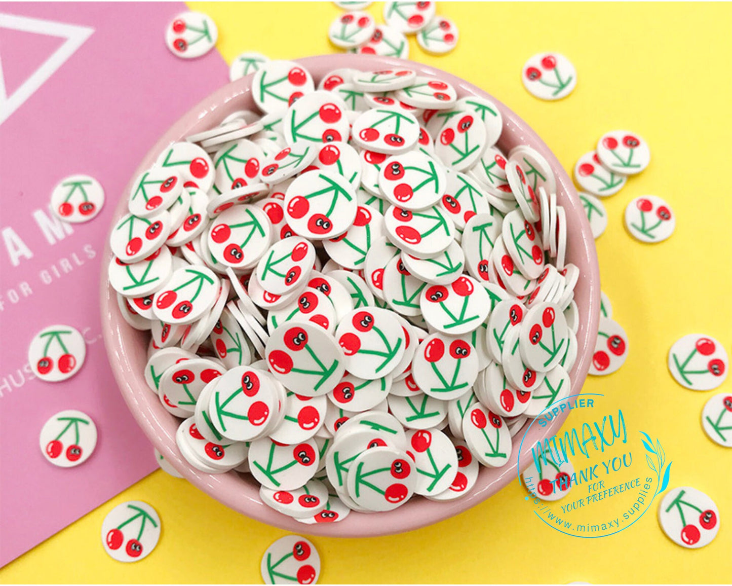 5mm CHERRY / Fruit Slices / Healthy food / Polymer clay Slices / resin art / nail art / fimo / slime / snow globe tumbler / DIY / FRUIT 006