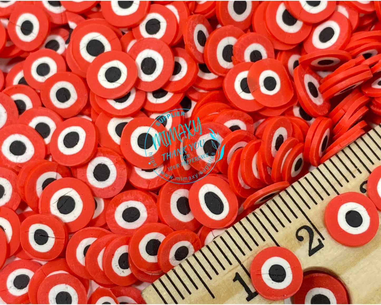 5mm Evil Eye, Polymer Clay Slices / resin art / nail art / snow globe tumbler / crafts / DIY/ blue, pink. black, red, purple, LUCKY EYE 3-8