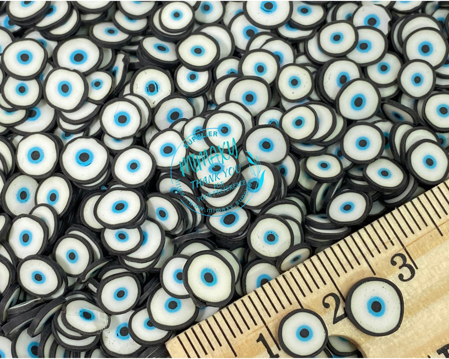 5mm Evil Eye, Polymer Clay Slices / resin art / nail art / snow globe tumbler / crafts / DIY/ blue, pink. black, red, purple, LUCKY EYE 3-8