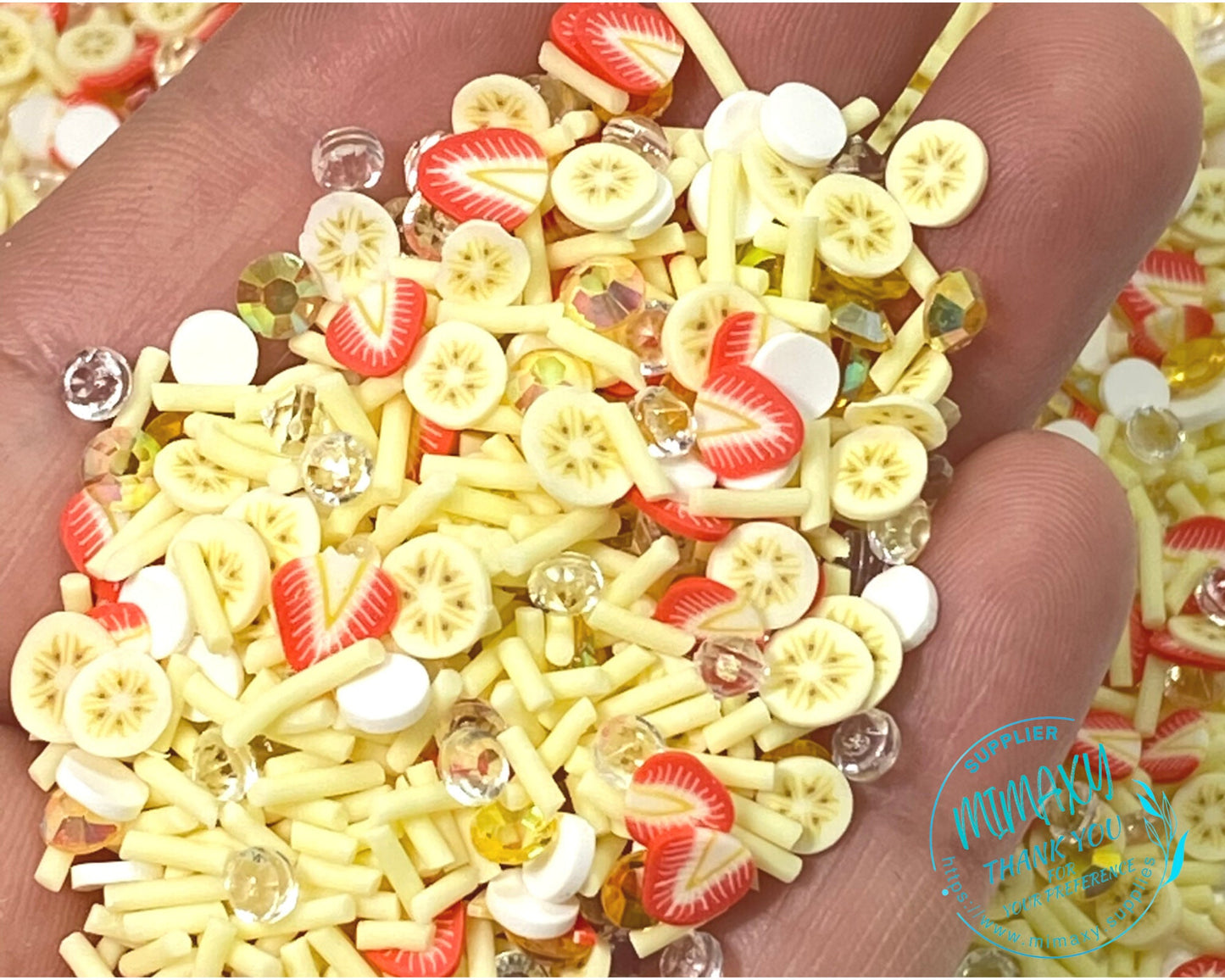 5mm BANANA Mix / Strawberry /rhinestones /Fimo/DIY/Fake Food/Slime/Snow Globe Tumblers/Deco Topping/Fake Dessert, BANANA 004