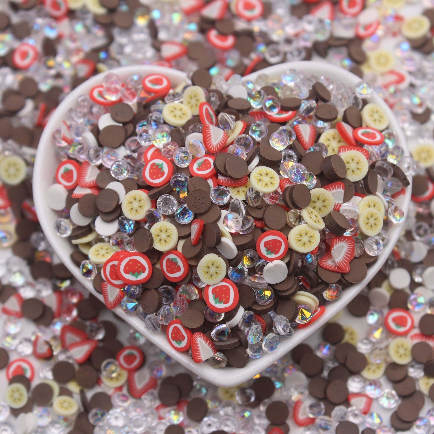 5mm BANANA Mix / Strawberry, chocolate/rhinestones /Fimo/DIY/Fake Food/Slime/Snow Globe Tumblers/Deco Topping/Fake Dessert, BANANA 003