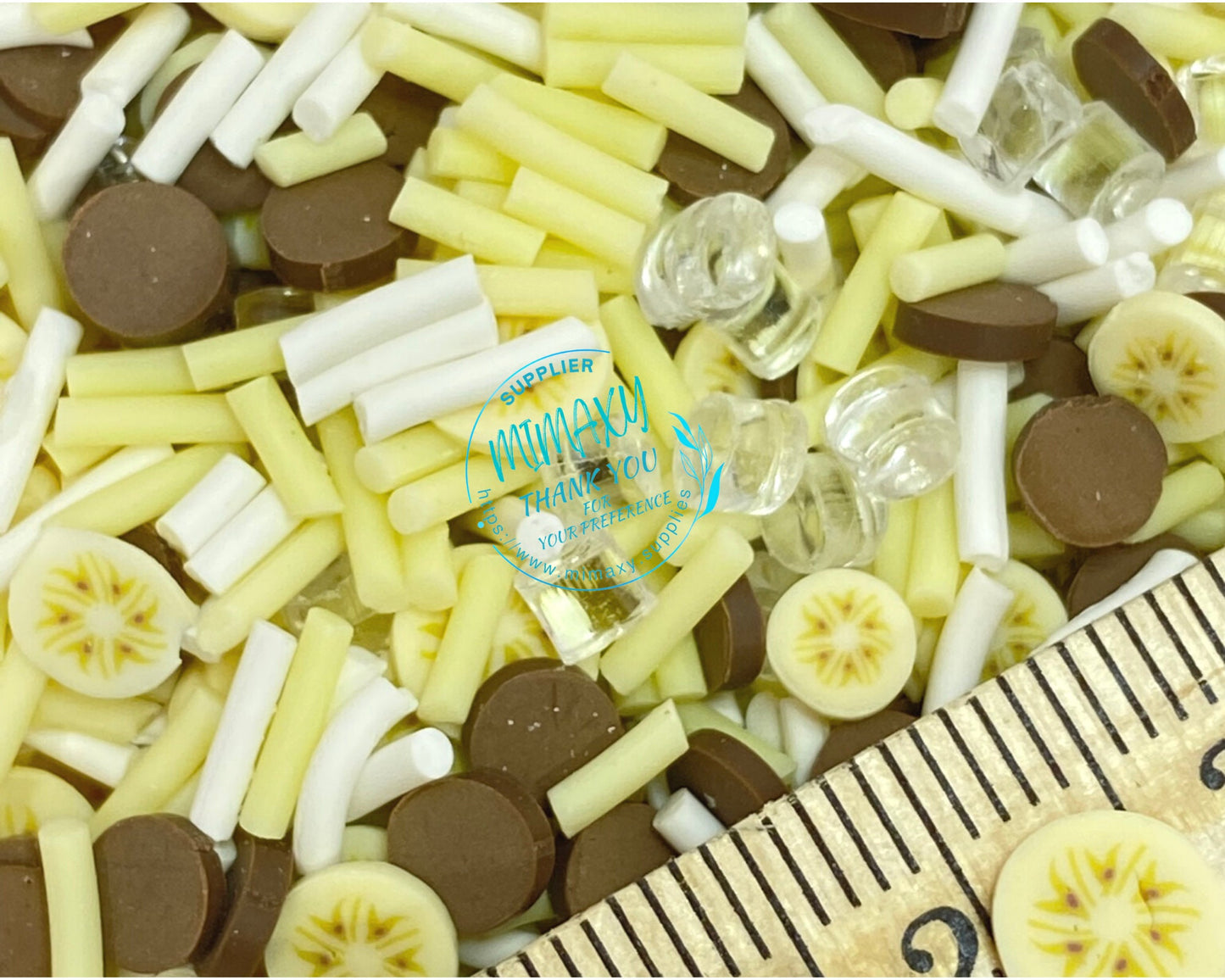 5mm BANANA mix /Strawberry, chocolate /rhinestones /Fimo/ DIY/ Slime/Snow Globe Tumblers/Deco Topping/ Dessert, BANANA 001