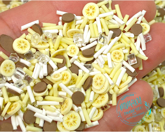 5mm BANANA mix /Strawberry, chocolate /rhinestones /Fimo/ DIY/ Slime/Snow Globe Tumblers/Deco Topping/ Dessert, BANANA 001