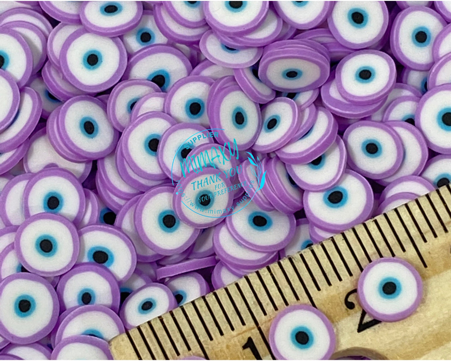 5mm Evil Eye, Polymer Clay Slices / resin art / nail art / snow globe tumbler / crafts / DIY/ blue, pink. black, red, purple, LUCKY EYE 3-8