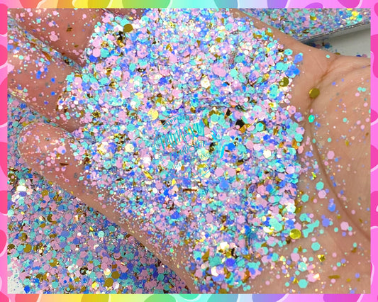 MERMAID CROWN, CHUNKY Glitter Mix, Cosmetic Glitter,Nail Art, Resin art,Snow Globe Tumbler,Craft, Turquoise, Aquamarine, Barbie, Mix 005