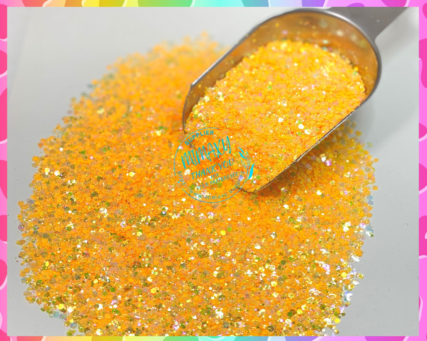 SUNSHINE, Shaped Glitter, Chunky Glitter Mix, Cosmetic Glitter,Nail Art, Resin art,Snow Globe, orange, YELLOW, iridescent, sun, Bright 002