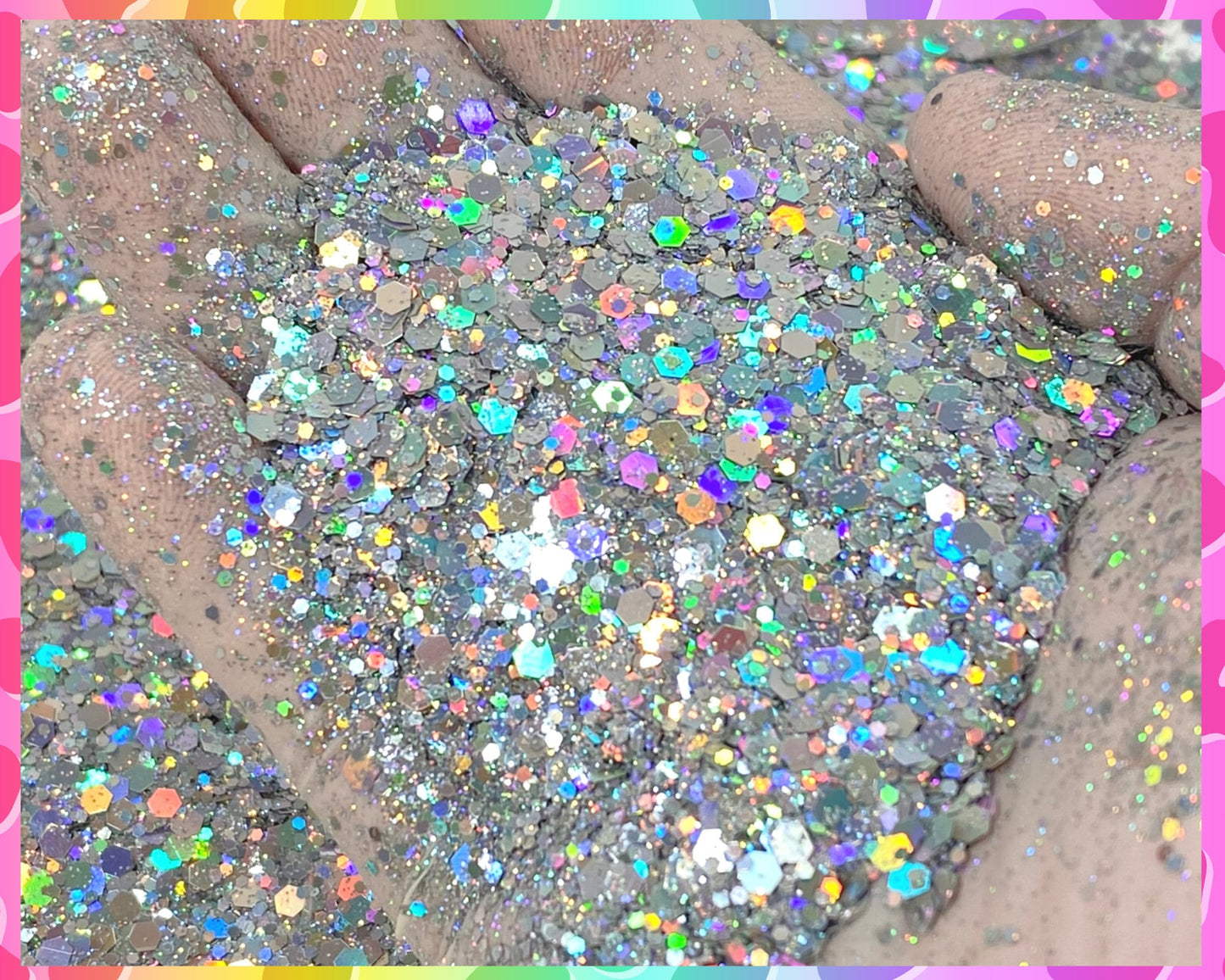 Holographic SILVER Shaped Glitter, CHUNKY Glitter Mix, Cosmetic Glitter,Nail Art, Resin art,Snow Globe Tumbler,Craft, Holographic 008