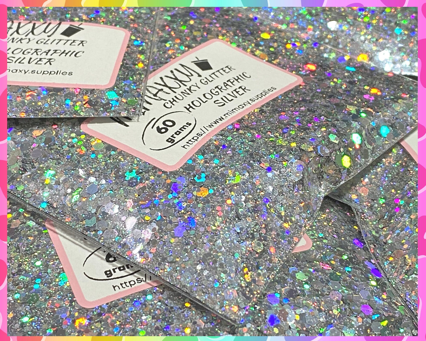 Holographic SILVER Shaped Glitter, CHUNKY Glitter Mix, Cosmetic Glitter,Nail Art, Resin art,Snow Globe Tumbler,Craft, Holographic 008