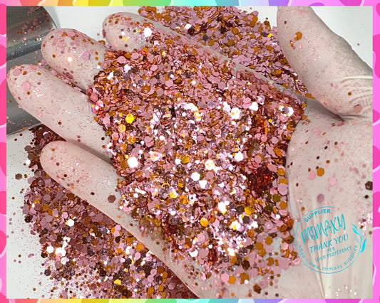 BLEND ROSE GOLD, Shaped Glitter, Chunky Glitter Mix, Cosmetic Glitter,Nail Art, Resin art,Snow Globe Tumbler,Craft, Mix 013