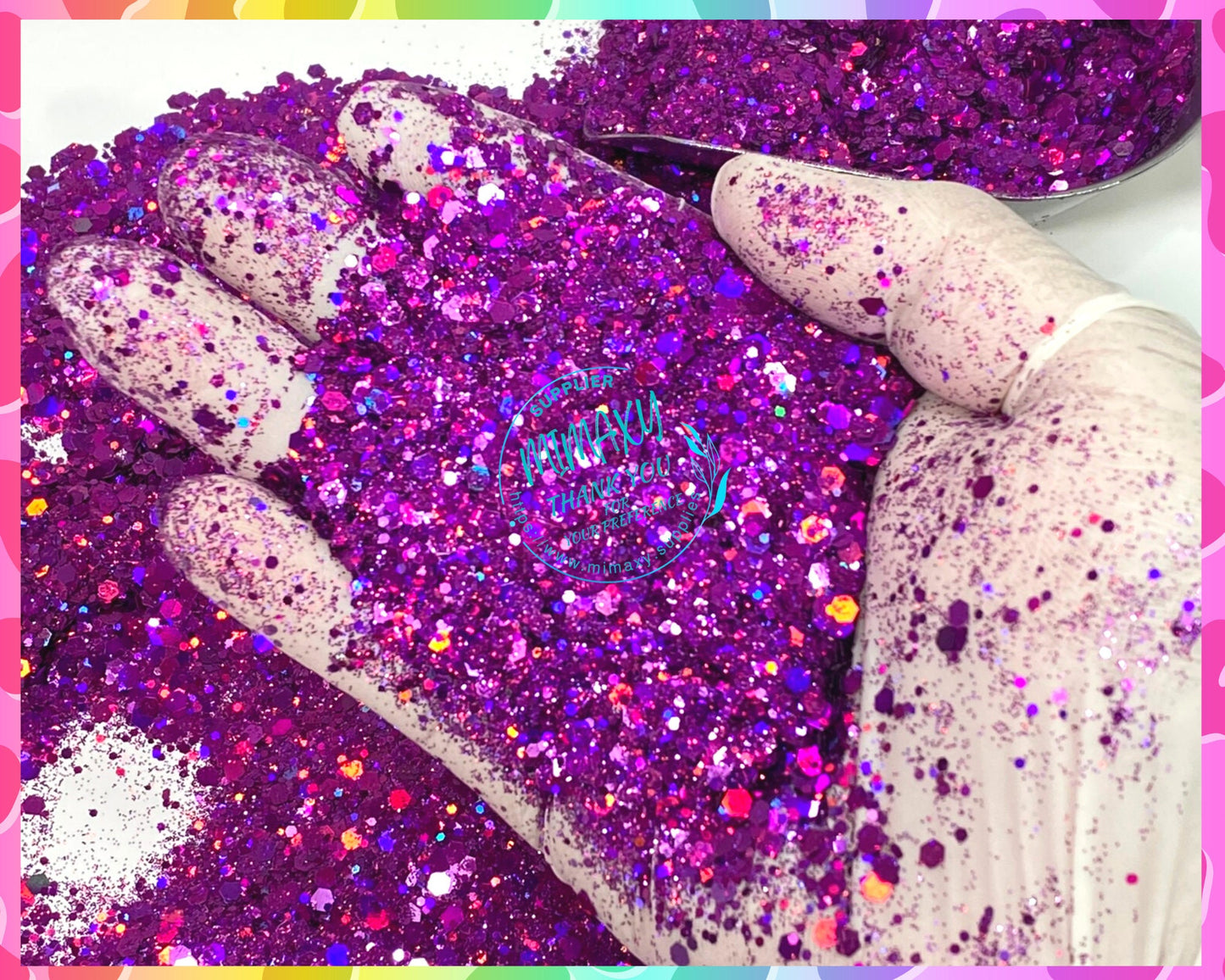 HOLOGRAPHIC MAGENTA, Shaped Glitter, Chunky Glitter Mix, Cosmetic Glitter,Nail Art, Resin art,Snow Globe Tumbler,Craft, Holographic 005