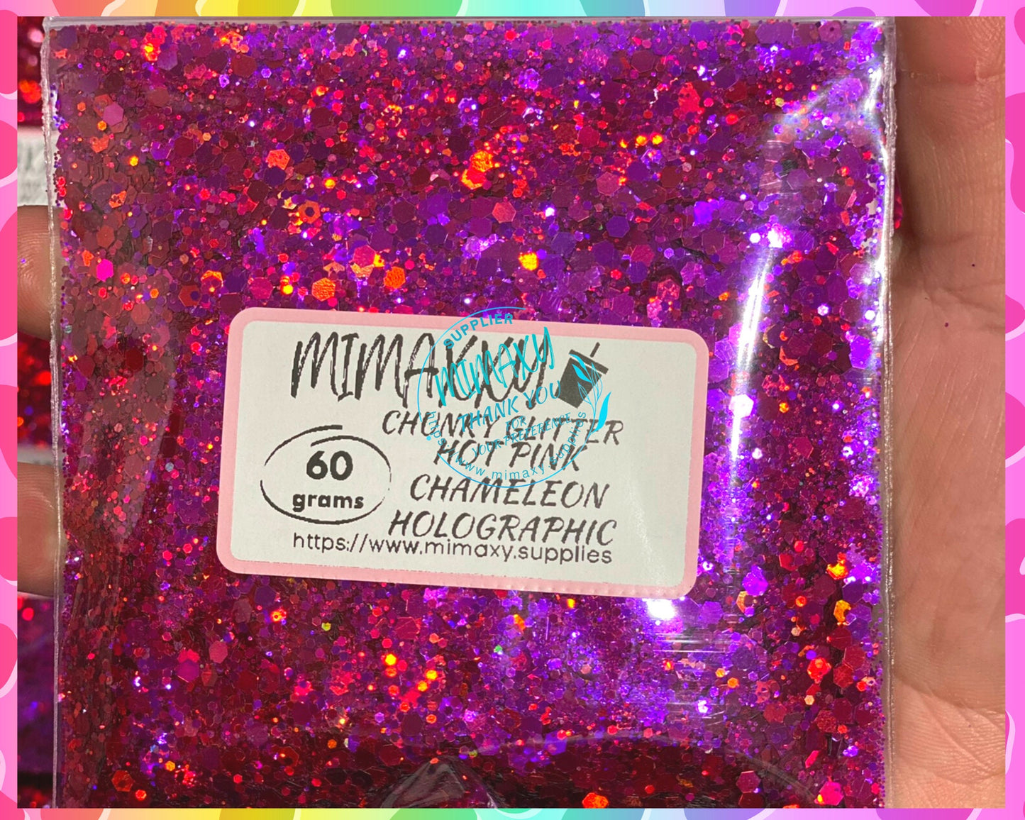 HOT PINK, Shaped Glitter, Chunky Glitter Mix, Cosmetic Glitter,Nail Art, Resin art,Snow Globe Tumbler,Craft, CHAMELEON 004