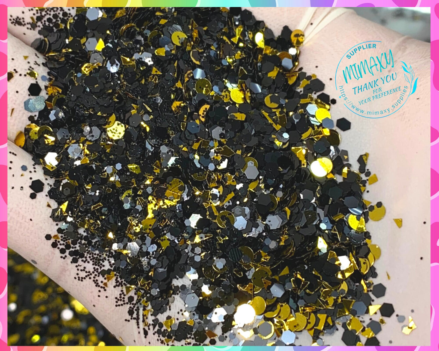 GOLDEN WIZARD, Black, Shaped Glitter, Chunky Glitter Mix, Cosmetic Glitter,Nail Art, Resin art,Snow Globe Tumbler,Craft, grad, HALLOWEEN 010