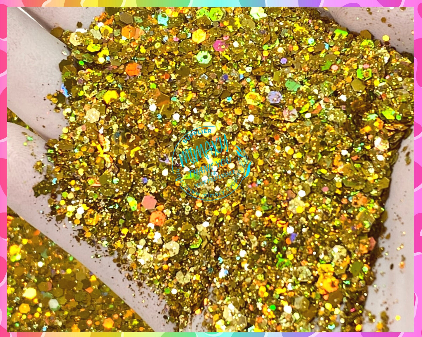 HOLOGRAPHIC GOLD, Shaped Glitter, Chunky Glitter Mix, Cosmetic Glitter,Nail Art, Resin art,Snow Globe Tumbler, elegance, Holographic 002