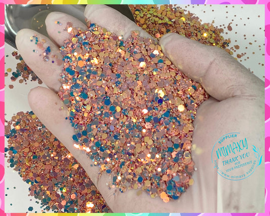 HEART ROSE GOLD, Shaped Glitter, Chunky Glitter Mix, Cosmetic Glitter,Nail Art, Resin art,Snow Globe Tumbler, Opalescent, Chunky 001