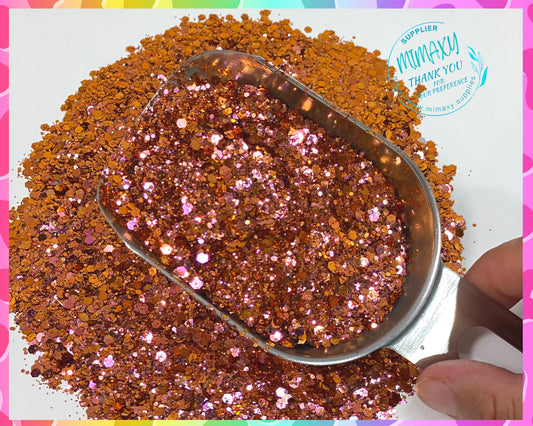 PUMPKIN ROSE GOLD, Shaped Glitter, Chunky Glitter Mix, Cosmetic Glitter,Nail Art, Resin art,Snow Globe Tumbler,Craft, Chameleon 005