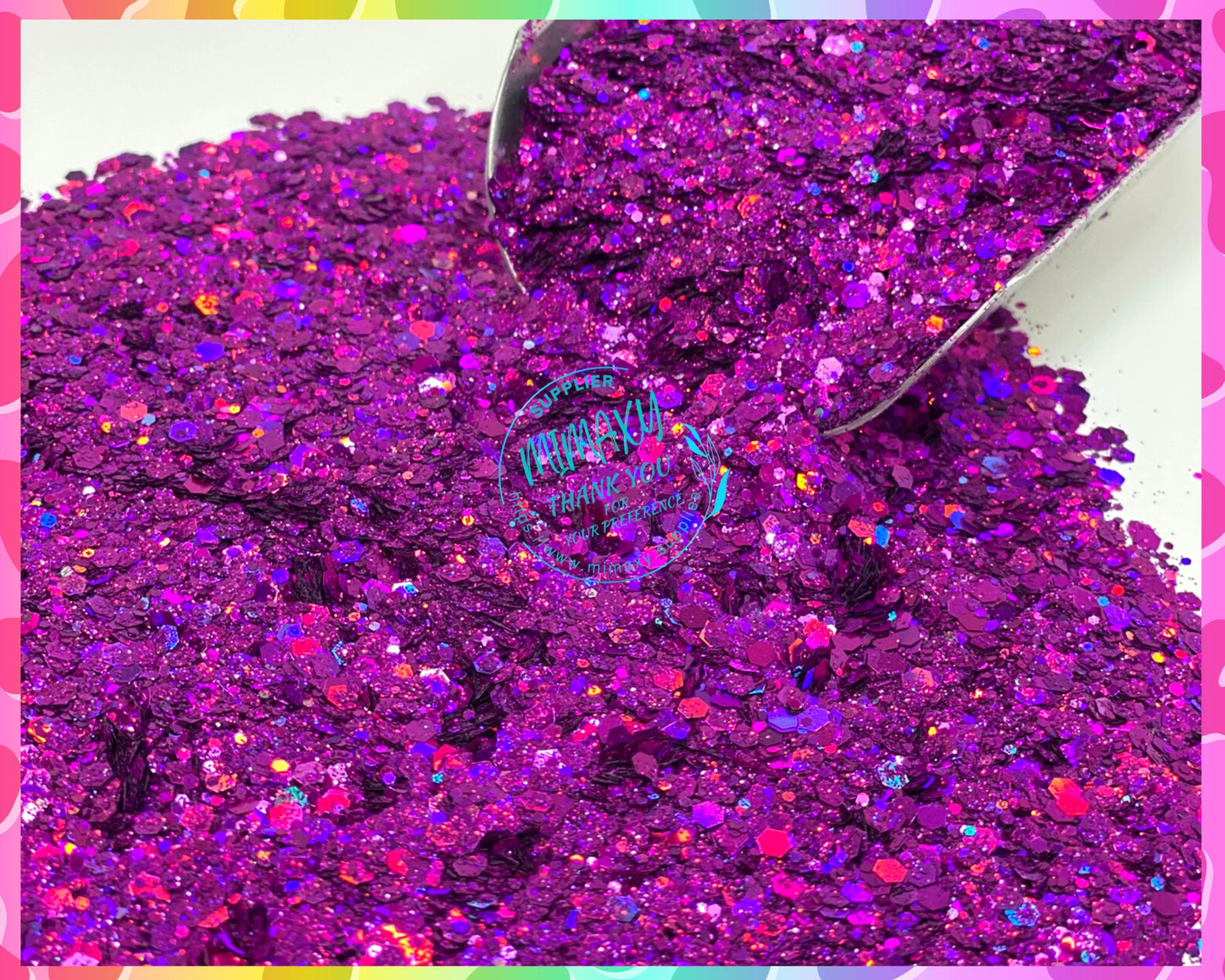 HOLOGRAPHIC MAGENTA, Shaped Glitter, Chunky Glitter Mix, Cosmetic Glitter,Nail Art, Resin art,Snow Globe Tumbler,Craft, Holographic 005