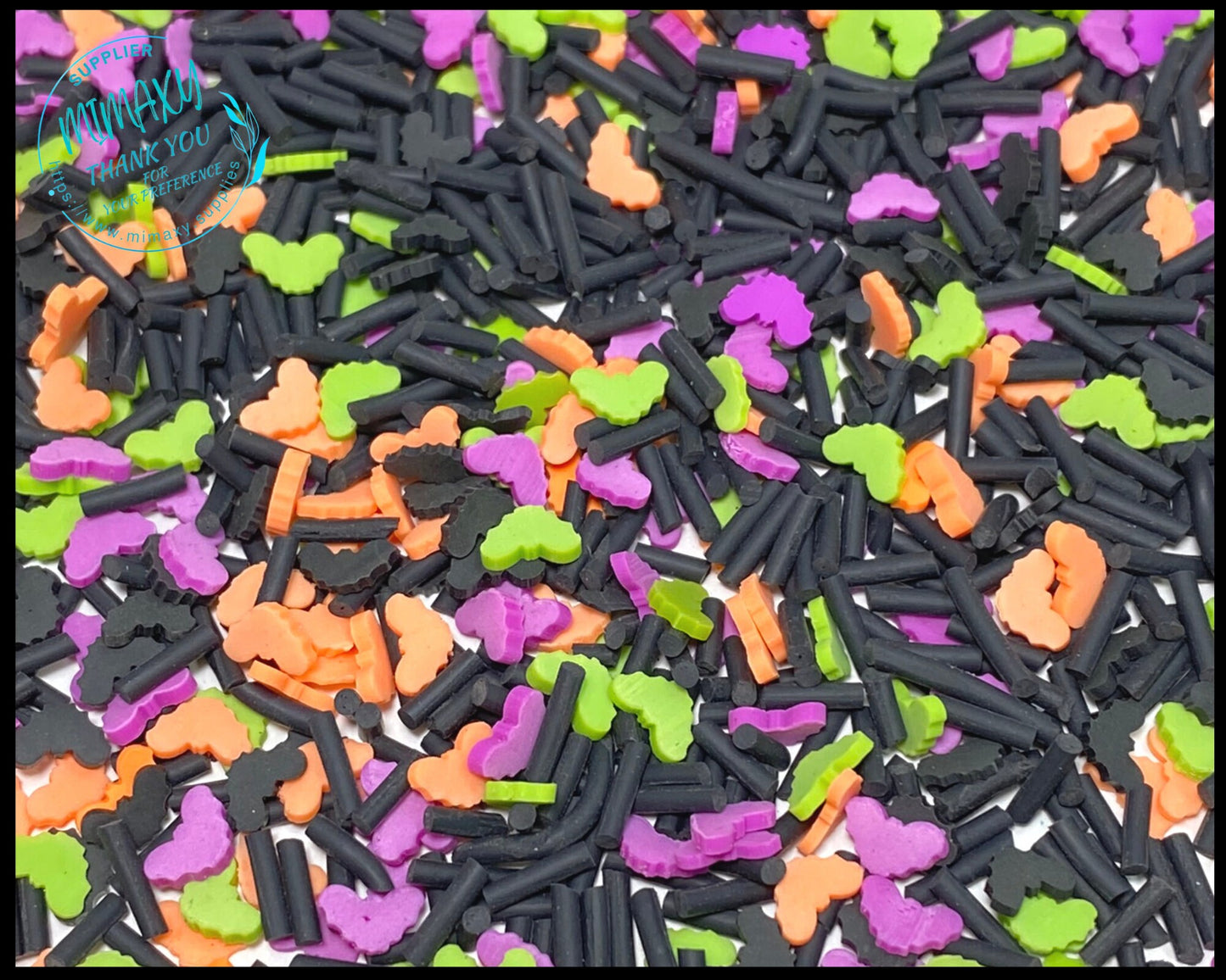 5mm BATS Mix, Witches brew/ Sprinkle, Slime Polymer Clay Slices, Fake Bake Nail, Craft, black, Purple, orange, green, HALLOWEEN 013