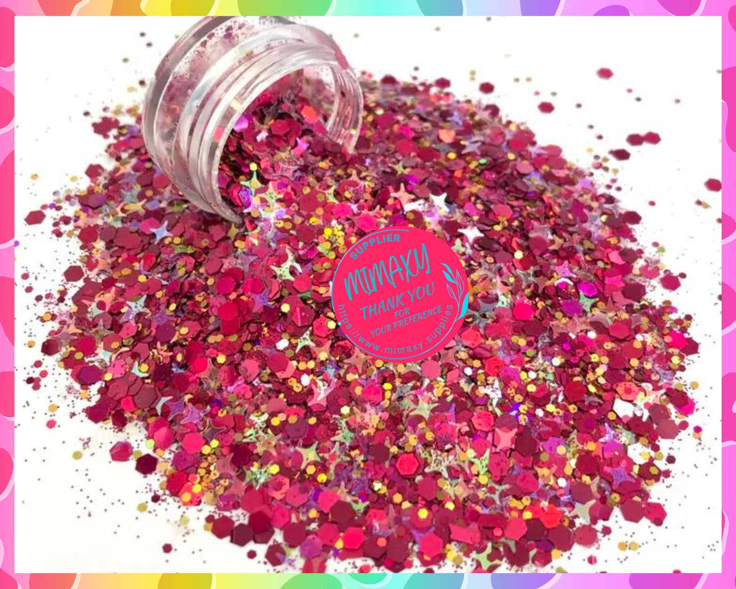 CHERRY WISHES, Shaped Glitter, Chunky Glitter Mix, Cosmetic Glitter,Nail Art, Resin art,Snow Globe Tumbler,Craft, Star, Christmas, MIX 022