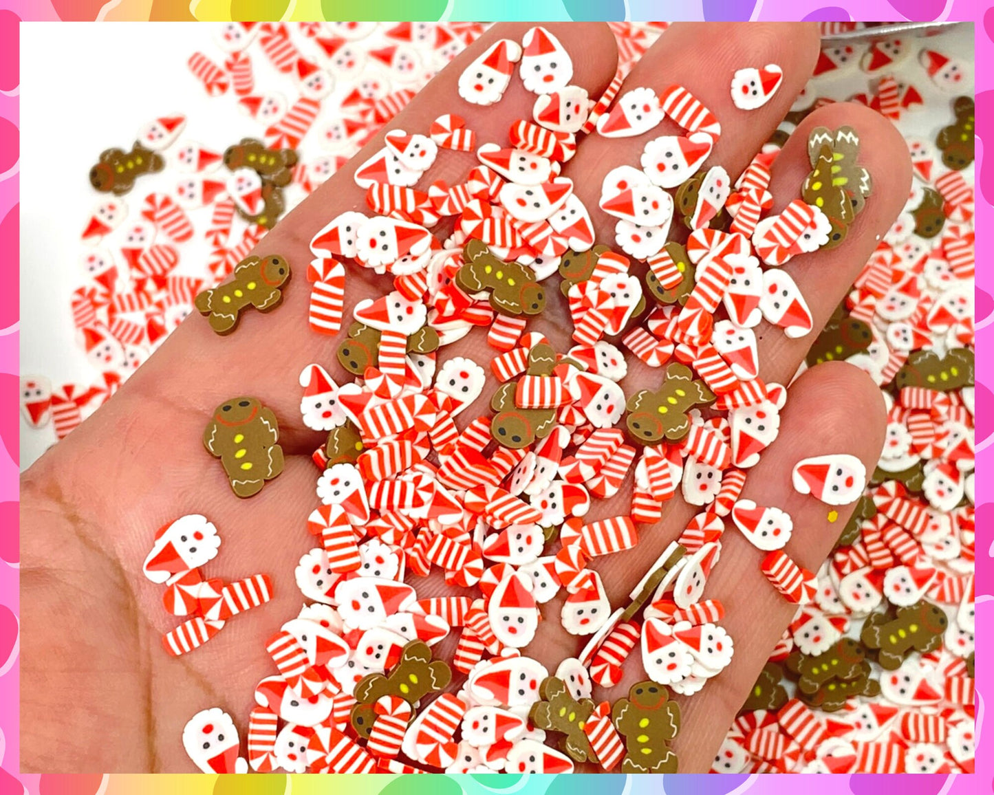 5 mm GINGERBREAD and Santa Mix , Sprinkle, Slime, Polymer Clay Slices, Fake Bake Nail, Craft Ships, winter, snow flake, XMAS 011, CHRISTMAS