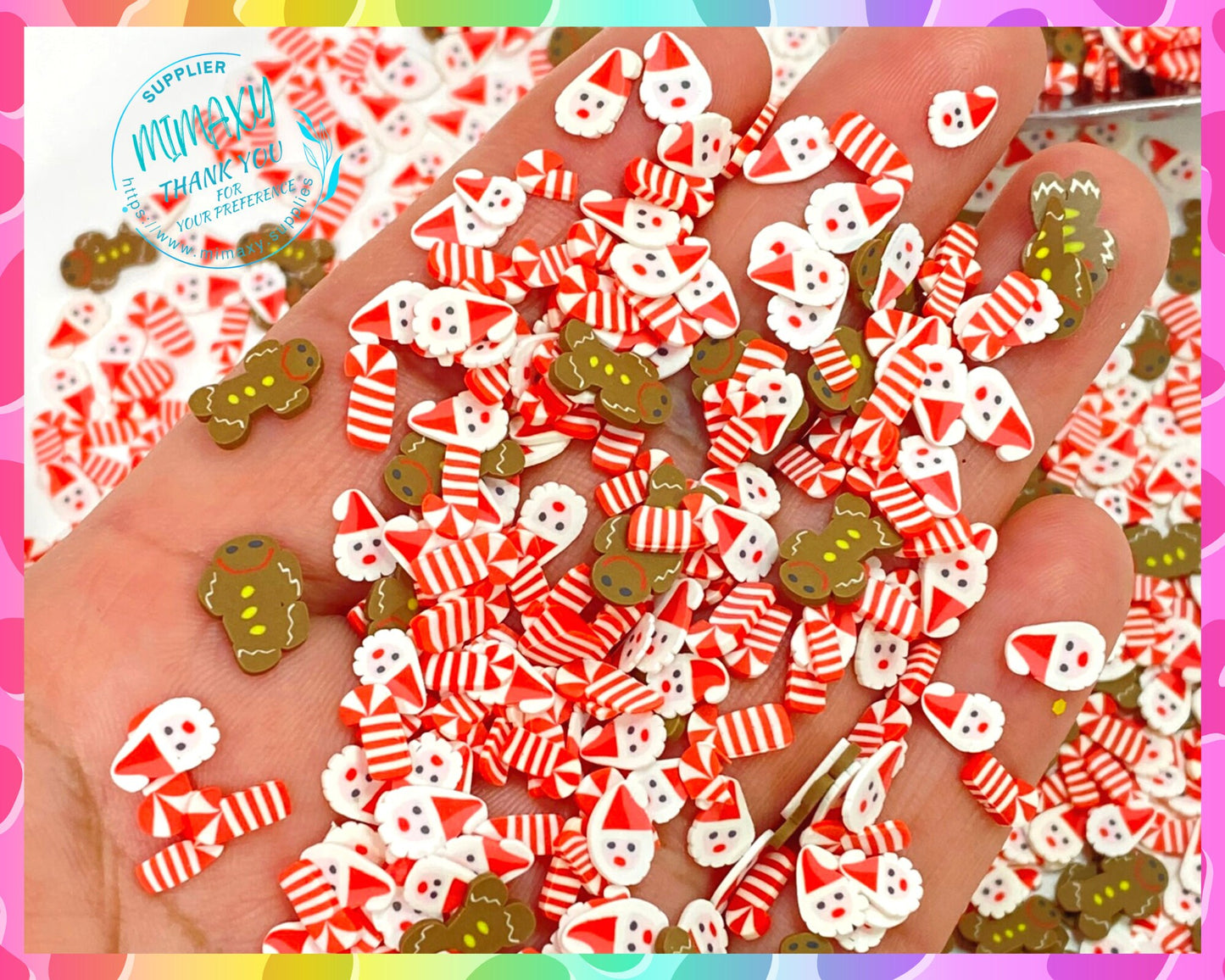 5 mm GINGERBREAD and Santa Mix , Sprinkle, Slime, Polymer Clay Slices, Fake Bake Nail, Craft Ships, winter, snow flake, XMAS 011, CHRISTMAS