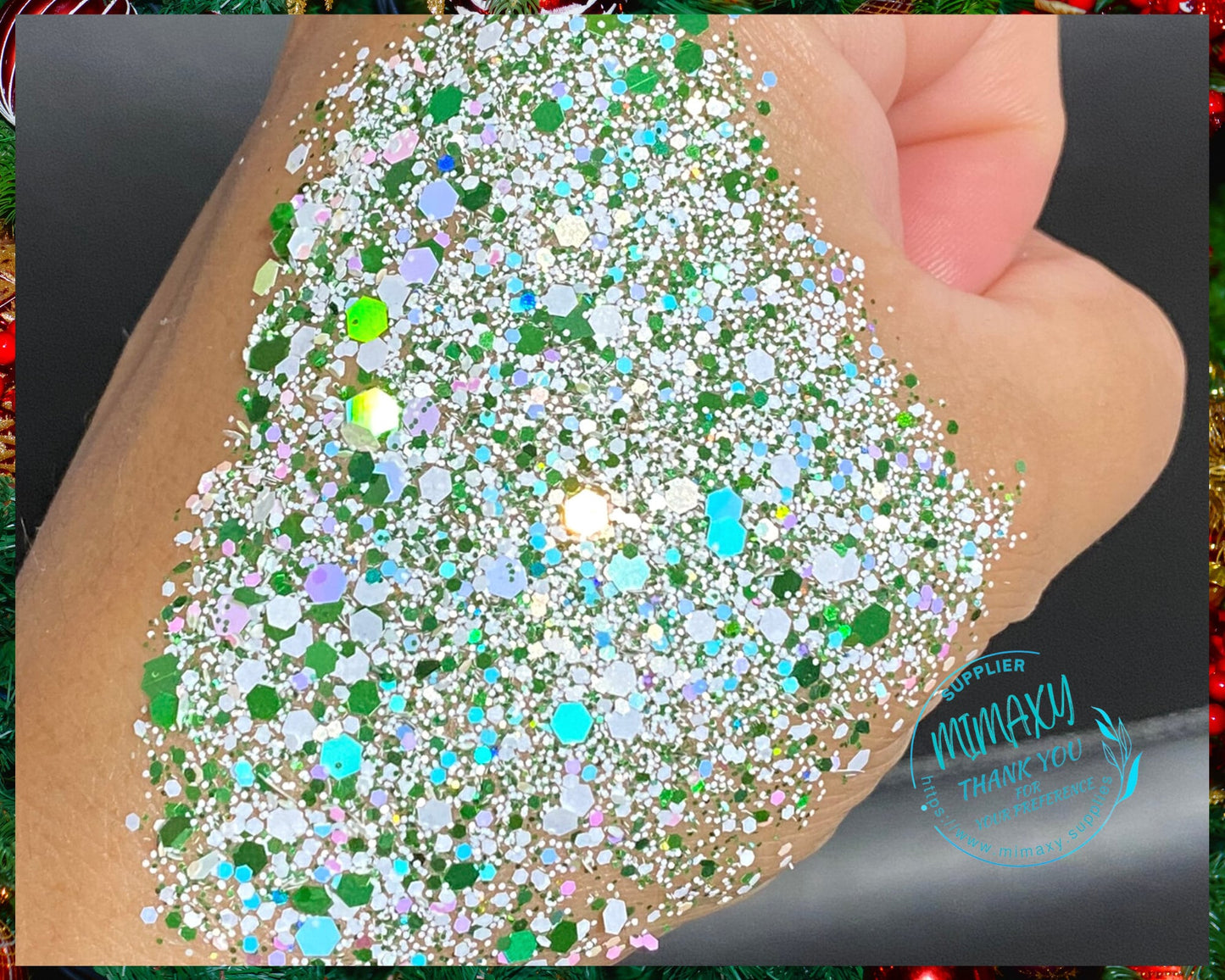 MERRY CHRISTMAS Green ,CHUNKY Glitter Mix, Shape Gliiter, Cosmetic Glitter, Body Painting,Nail Art, Resin art,Snow Globe Tumbler, Xmas 29