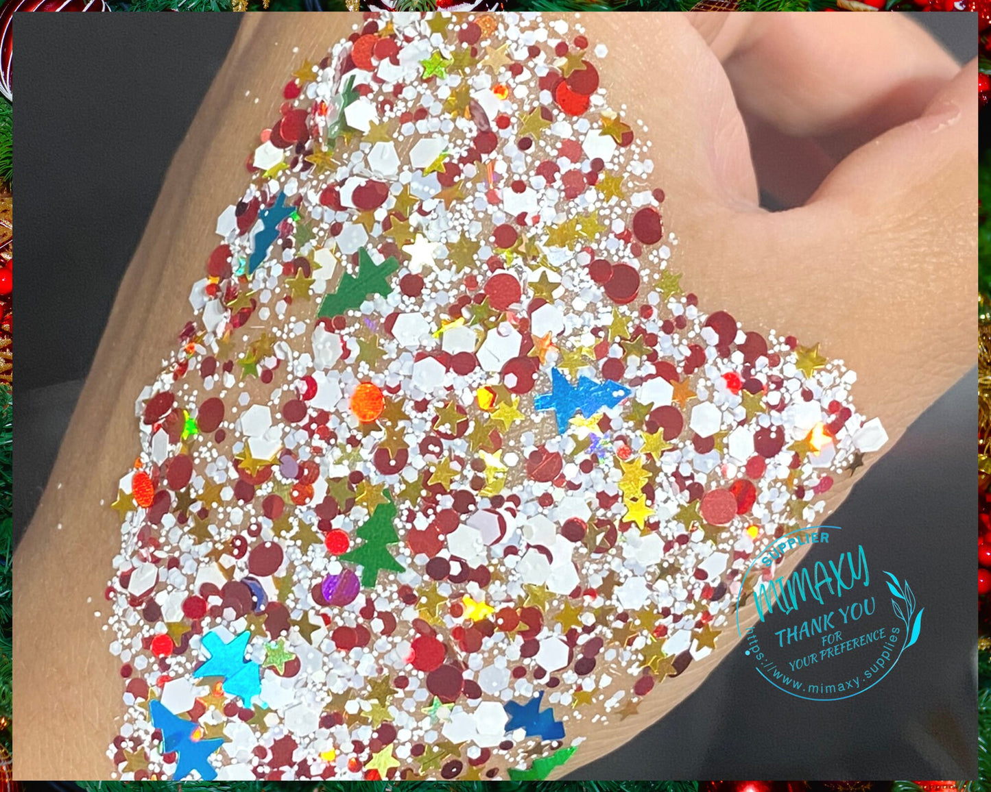 SNOWING CHRISTMAS ,CHUNKY Glitter Mix, Shape Gliiter, Cosmetic Glitter, Body Painting,Nail Art, Resin art,Snow Globe Tumbler,Craft, Xmas 28