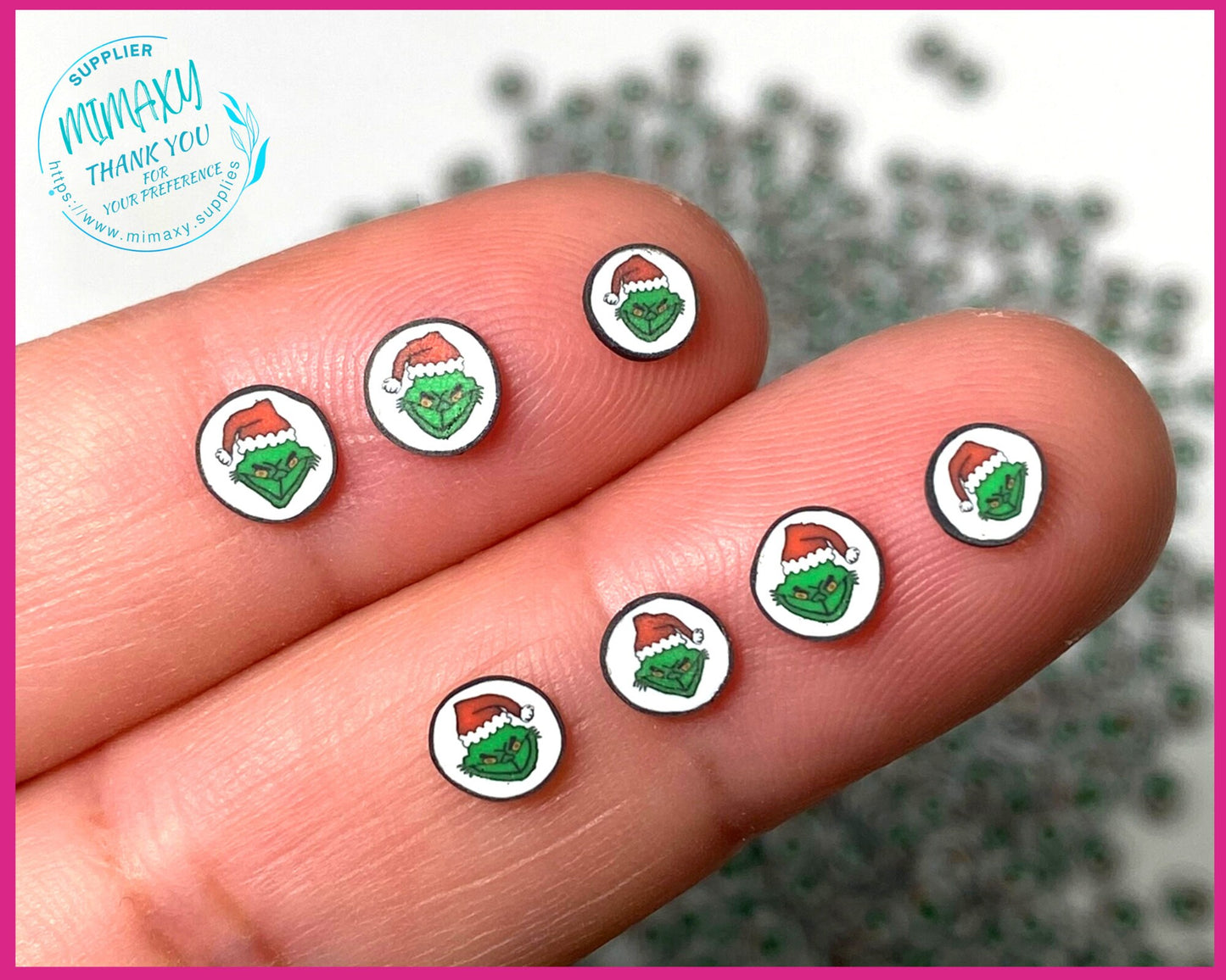 5mm GREEN MONSTER Christmas , Sprinkle, Slime, Polymer Clay Slices, Fake Bake Nail, Craft Ships, winter, XMAS 24