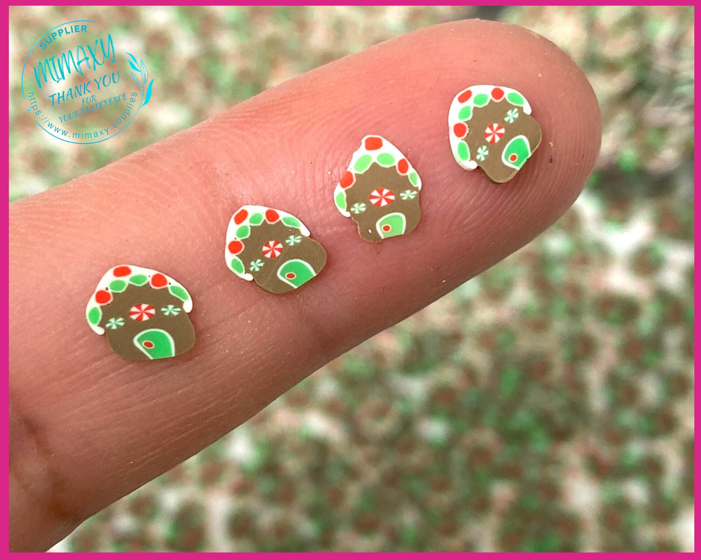 5mm GINGERBREAD HOUSE , Sprinkle, Slime, Polymer Clay Slices, Fake Bake Nail, Craft Ships, winter, snow flake, XMAS 023