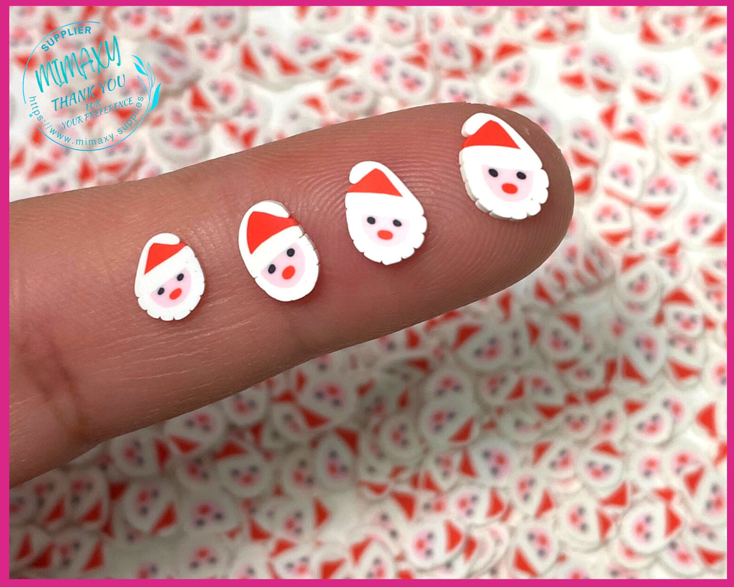 5mm SANTA CHRISTMAS, Sprinkle, Slime, Polymer Clay Slices, Fake Bake Nail, Craft Ships, mint, winter, snow flake, snow man, XMAS 027