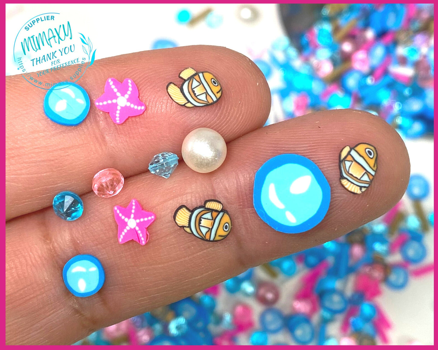 5-10mm SEA MIX/ Polymer clay Slices / fishing / Ocen / Sea / Resin art / Nail art / Fimo /Diy / Crafts, SEA 002