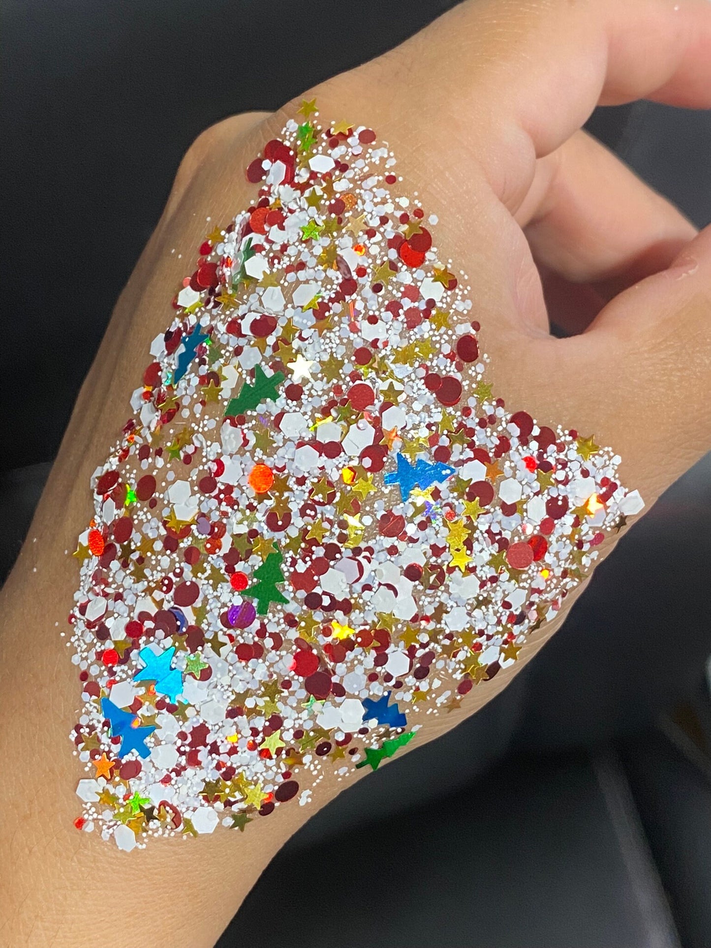 SNOWING CHRISTMAS ,CHUNKY Glitter Mix, Shape Gliiter, Cosmetic Glitter, Body Painting,Nail Art, Resin art,Snow Globe Tumbler,Craft, Xmas 28