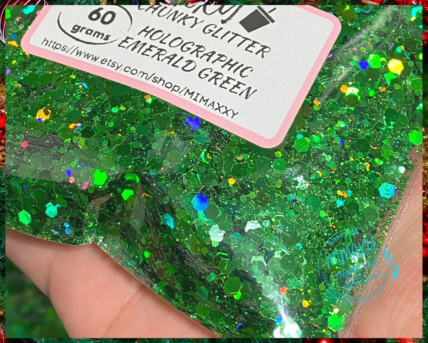 Holographic EMERALD GREEN Shaped Glitter, CHUNKY Glitter Mix, Cosmetic Glitter,Nail Art, Resin art,Snow Globe Tumbler,Craft, Holographic 010